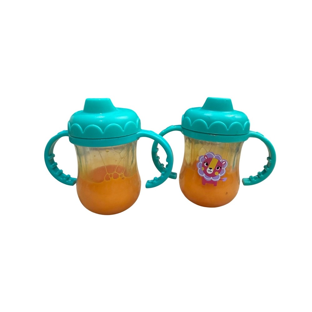 Unbranded Magic Disappearing Juice Sippy Cup Toy Doll Accessory 2pk Teal Orange